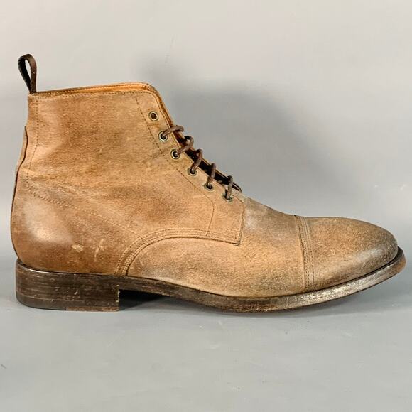PAUL SMITH Size 9 Brown Antique Leather Cap Toe Lace-Up Boots main image 9